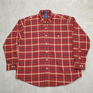 Vintage Towncraft Shirt Men Extra Large Red Plaid Button Down Long Sleeve Casual